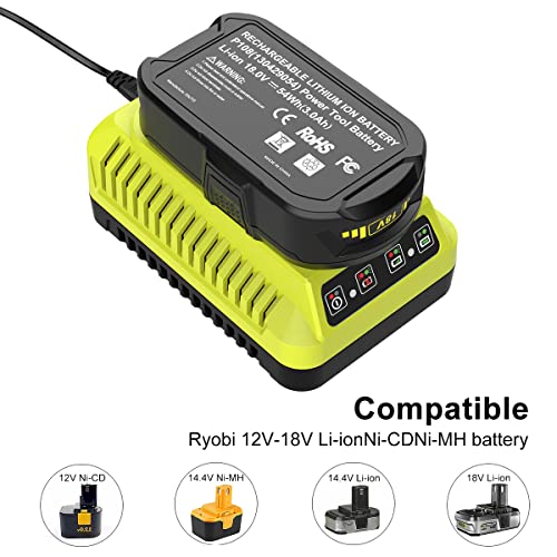 Powilling 2Pack 3500mAh Ryobi 18V Lithium Battery Pack Replacement for Ryobi 18-Volt ONE+ P104 P105 P102 P103 P107 P108 Cordless Tools Battery with P117 Replacement Charger