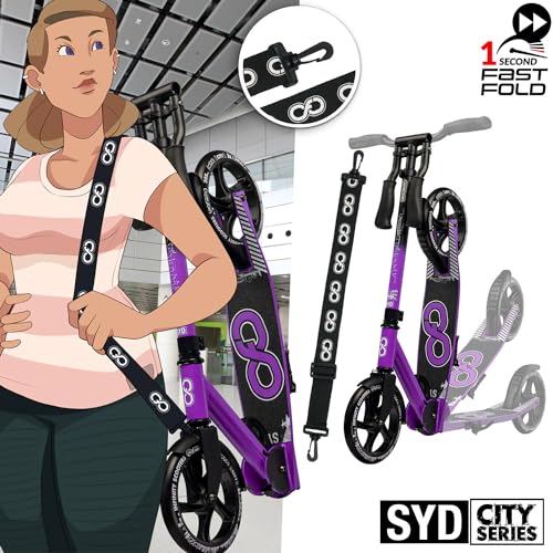 Crazy Skates Foldable Kick Scooter - Kick Scooters for Adults, Teens and Kids with Carrying Strap - Fast Folding, Adjustable Handlebars and Lightweight