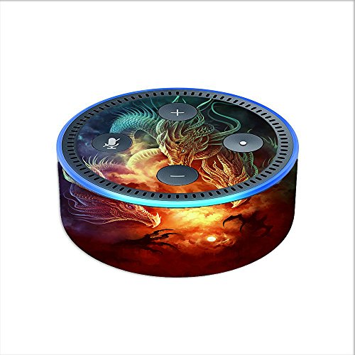 Skin-Decal-Vinyl-Wrap-for-Amazon-Echo-Dot-2-2nd-generation-Dragons-Fireball-Magic