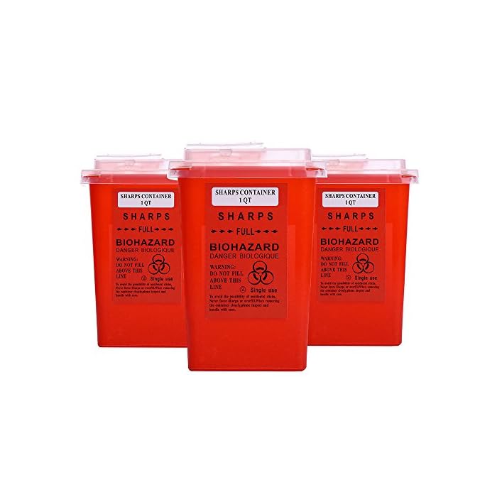 Sharps Container - Yuelong 3 Pack Tattoo Sharps Disposal Container Red Biohazard Needle Disposal Containers For Tattoo…