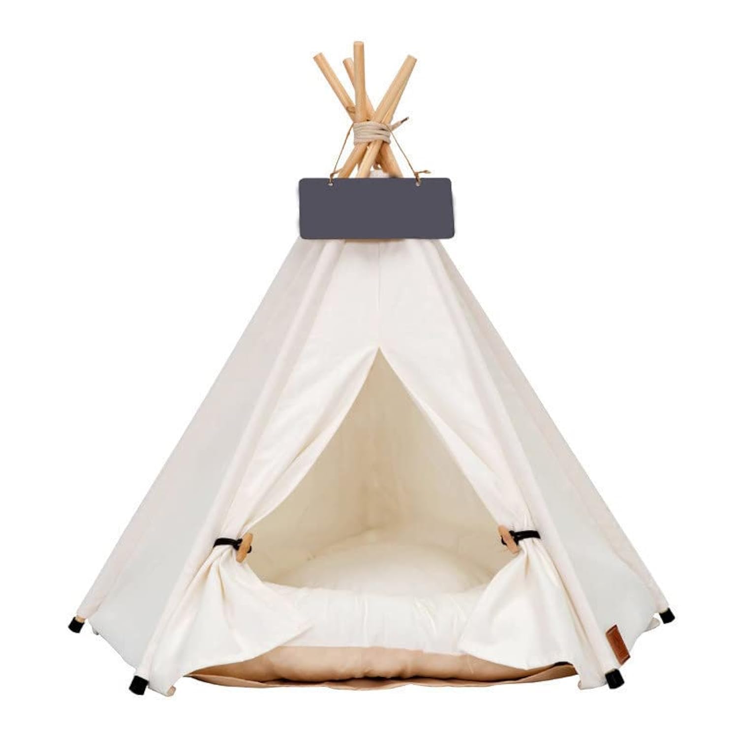 Pets Teepee Dog/Cat Bed Tents Tipi Kennels Play House With Cushion (S:40X40X50CM,White)