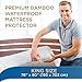 LUNAVY Premium Bamboo Waterproof Mattress Protector - Machine Washable Pad (King Size)