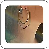 Erimberate Bohemian Geometric Hexagon Earrings Large Hoop Earrings Gold Hollow Circle Hoops Earring Big Circle Hoop Earring Exaggerated Statement Earrings Jewelry for Women