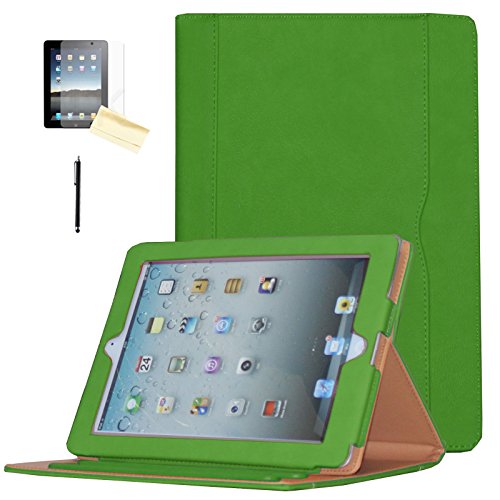 New 2017 iPad 9.7 Case (2017 Released) , JYtrend Multi-Angle Viewing Stand Leather Folio Smart Cover With Big Front Pocket Auto Wake Up/Sleep For A1822 A1823 (Green)