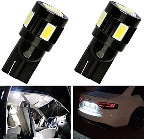 Motorus93 2 X T10 Led Bulbs 194 168 2825 W5W 158 161 175 T10 Wedge Interior Lights,License Plate light, Dome light,Map Courtesy Side light,Marker light,Xenon White