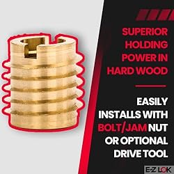 E-Z LOK Knife Threaded Insert for Hard-Wood, Brass