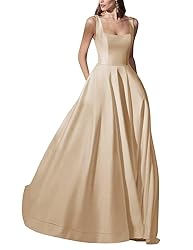 Bekvamlighet Square Neck Satin Wedding Gowns for