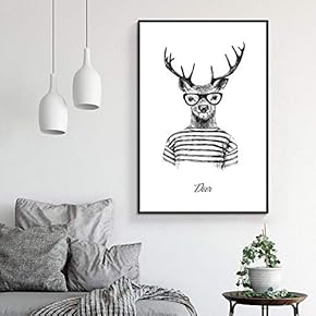 Framed Canvas Wall Art for Living Room, Bedroom Whimsical Animal Illustration XV Canvas Prints for Home Decoration Ready to Hang - 16x24 inches