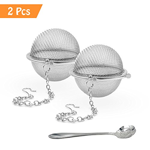 2Pcs Mesh Tea Ball + 1Pc Tea Scoop, Luxsego Stainless Steel Tea Filter, Premium Tea Infuser Strainers, Tea Interval Diffuser 2Pcs Mesh Tea Ball + 1Pc Tea Scoop, Luxsego Stainless Steel Tea Filter, Premium Tea Infuser Strainers, Tea Interval Diffuser