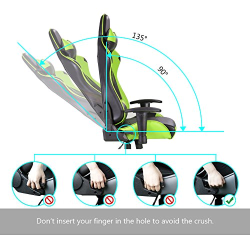 IntimaTe-WM-Heart-Sedia-Gaming-Sedia-da-ufficio-Sedia-Schienale-Alto-Reclinabile-di-PU-Ergonomica-Poltrona-Girevole-Regolabile-Sedia-del-Gioco-Computer-verde