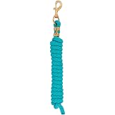 Weaver Equine Poly Horse Lead Rope, 5/8 in x 10 ft, Brass 225 Snap | Average Horse, Soft Broken-In Feel and Heat-Sealed Ends for Leading, Groundwork and Barn Handling, Turquoise