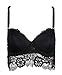 LastFor1 Women's Bras Sexy Embroidered Lace Racerback Thin Cup Bralettes Wirefree Plus Size (XL, Black)