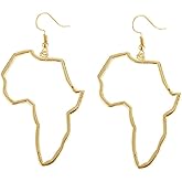 Hollow African Map Drop Earrings Ethnic Style Bohemia Map Dangle Earrings for Women