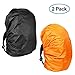 KIKAL Waterproof Backpack Rain Cover(2-Pack), 30-40L Lightweight Durable Elastic Adjustable Rucksack Water Resist Cover for Camping,Hiking,Climbing,Cycling and Other Outdoor Activities, Black+Orange
