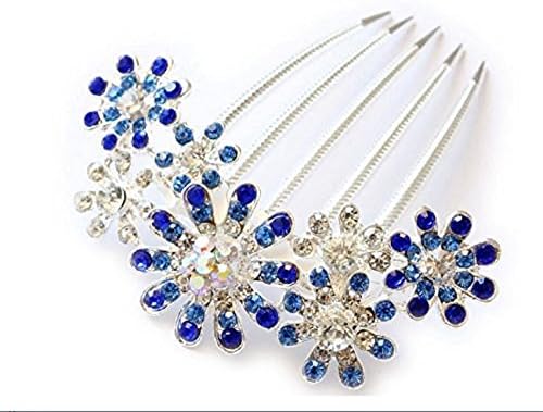 Ray Jewelry Women's Alloy Sun Flower Hair Comb(blue)
