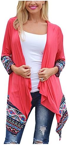 AuntTaylor Womens Bohemian Batwing Long Sleeve Shawl Kimono Cardigans Pink 3XL
