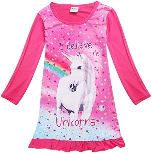 Kids Girl's Unicorn Top T-Shirt Dress Nightwear Nightdress Pajamas Nightie Dress 2-6Y