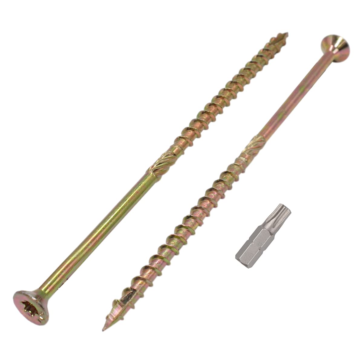 (Pack of 40 pcs) Yellow Zinc Plated Steel 6.0 x 200 mm Wood Screws, Torx Head, Type 17, Countersunk Head, Chipboard Screws (40, 6.0 x 200 mm)