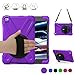 BRAECN for iPad Mini5 Shockproof Case Three Layer Drop Protection Rugged Protective Heavy Duty iPad Mini4 Case with 360 Degree Swivel Stand/Hand Strap and Shoulder Strap for iPad Mini 5/4 Case(Purple)