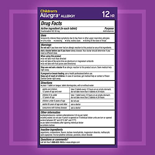 Allegra Children's 12HR Orange Cream Tablets, 12 Count, NonDrowsy