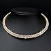 Stuffwholesale Gold Plated Crystal Rhinestone Choker Necklace Double Rows Cup Chain Women Jewelry (Gold )