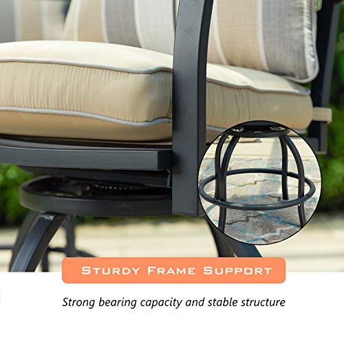 LOKATSE HOME 3-Piece Patio Bistro Set Swivel Bar Chairs