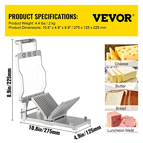 VEVOR Cheese Cutter With Wire 1 cm & 2 cm Cheeser Butter Cutting Blade