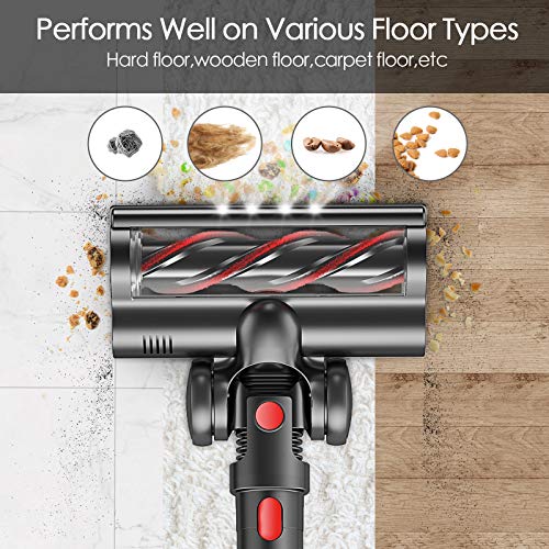 Cordless Vacuum, TOCMOC Vacuum Cleaner with 200W 22Kpa Super Suction