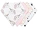 Reversible & Waterproof Cotton Baby Bandana Drool Bibs for Girls with Adjustable Snaps, Pack of 4, Soft Absorbent Cute Modern Premium Bib Set for Teething Drooling