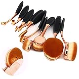 MixBeauty New Fashionable Super Soft Oval Toothbush Makeup Brush Set Foundation Brushes Contour Powder Blush Conceler Brush Makeup Cosmetic Tool Set Rose Gold (10pcs Rose Gold)