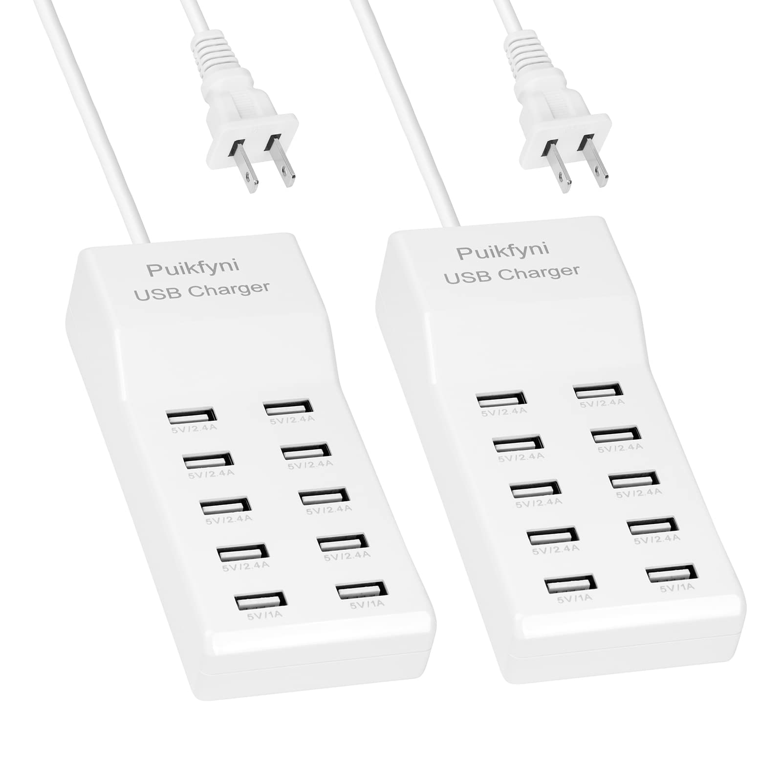 Photo 1 of 2 Pack 10-Ports USB Charger Station, Family-Sized Desktop USB Rapid Charger?USB Charging hub,Smart USB Charger for Multiple Devices,Smart Watches ?Smart Phones? Tablets (USB-A Port)