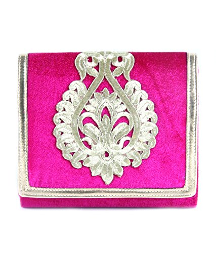 SAISHA Womens Clutch (Pink::Gold)