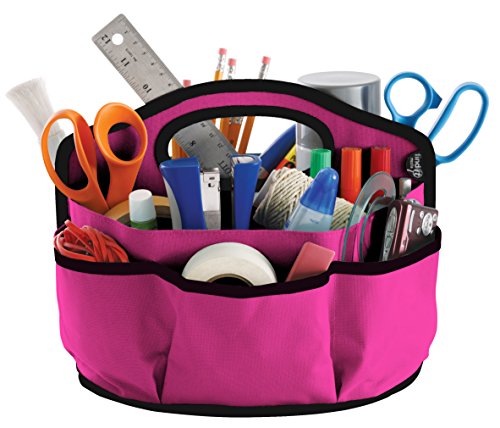 Find-It Supply Caddy, Canvas, 6 Pockets, 6 Compartments, 10 Storage Loops, Pink (FT07419)