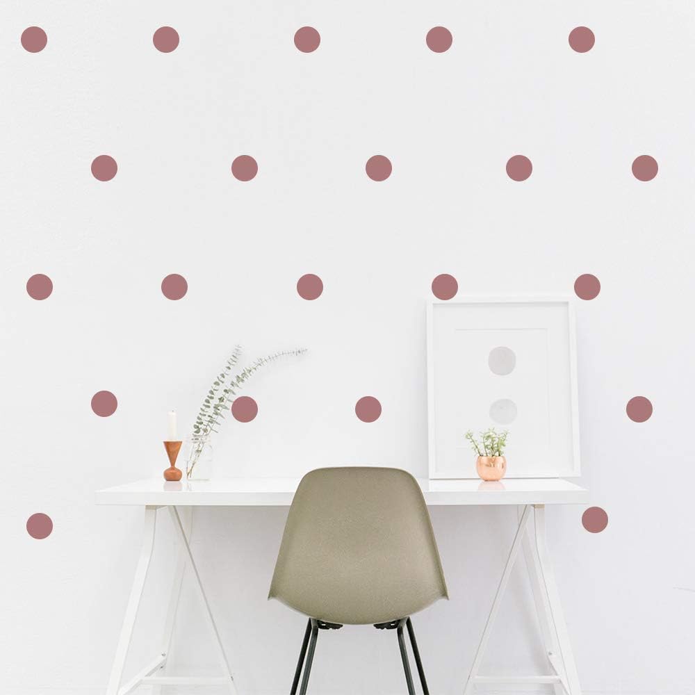 Metallic Rose Gold Polka Wall Decal Dots (2.0inch x 200 Decals)-Easy to Peel Easy to Stick + Safe on Painted Walls- Metallic Vinyl Polka Dot Decor - Round Circle Art Glitter Stickers Set
