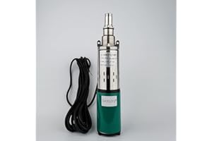 SHYLIYU Solar Submersible Well Pump DC 12V 200W Deep Well Pump 3"Tube Stainless Steel Screw Pumps 2300L/H 1" Outlet High Lift 40M Irrigation Pumps Agricultural Garden Home