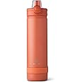 Manna Push Stainless Steel Bottle with Push-open Locking Lid and Sipping Spout - 26 Oz - Earth Rose Powder Coat
