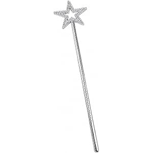 13.4 Inches Princess Magic Wand Silver Star Wand Sticks for Women | Glittery five‑pointed motif with shimmering, eye‑catching