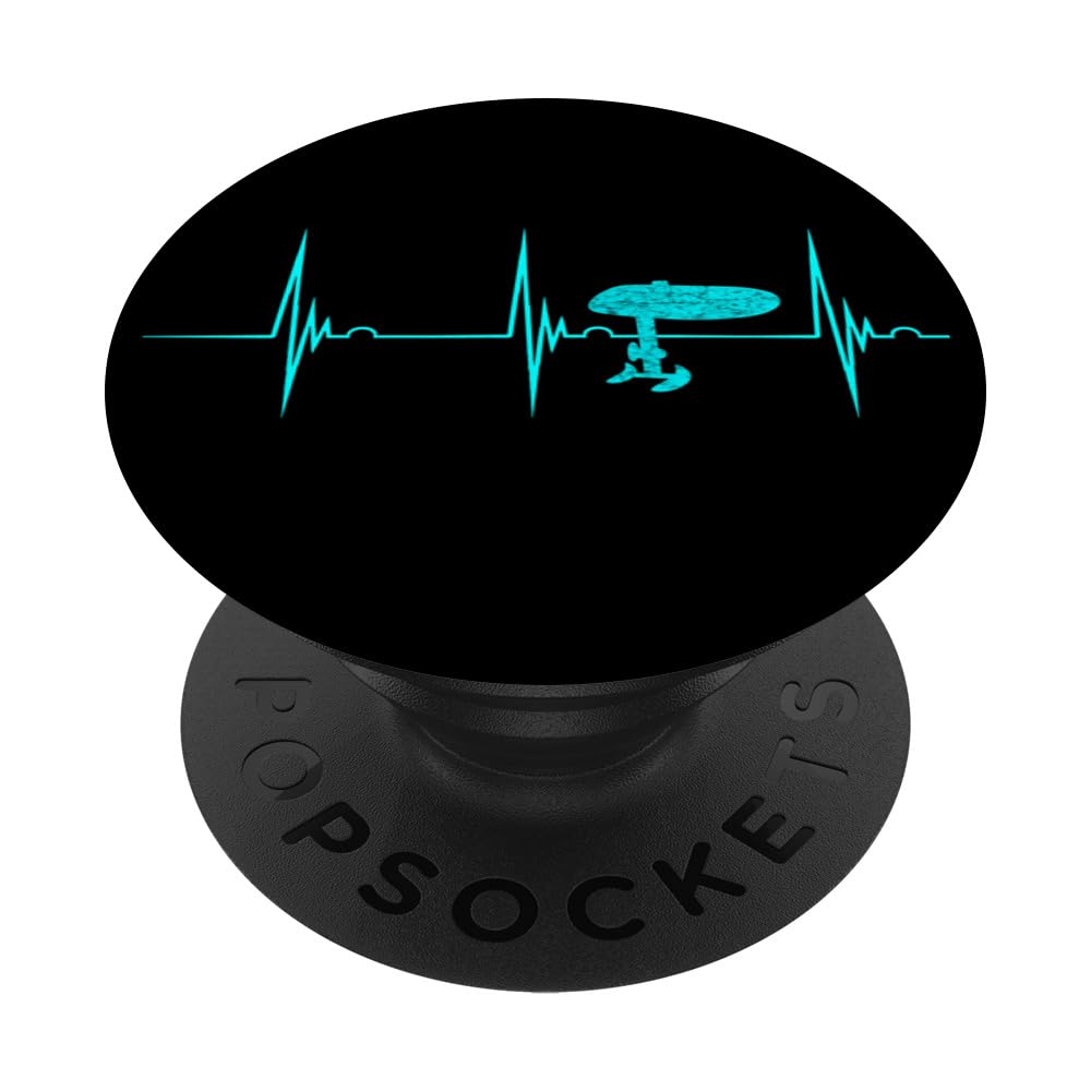 Electric Hydrofoil Surfboard Efoil Heartbeat EKG Pulse PopSockets Adhesive PopGrip