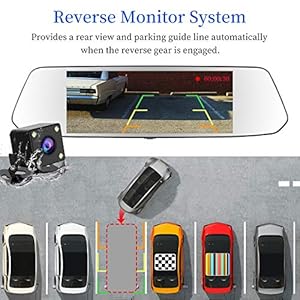 CHORTAU Dash cam auto Telecamera per Auto da 7 pollici Touchscreen Full HD 1080P, Telecamera Grandangolare Anteriore e Telecamera Posteriore impermeabile, con Sistema di Monitoraggio Inverso - immagine 4