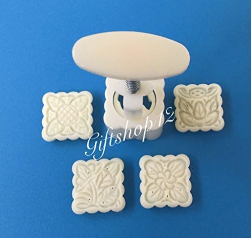 Giftshop12 Square Mooncake Moon Cake Molds 4 Stamps Cookie Cutters 63g by Giftshop12