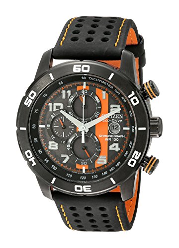 Citizen Mens Eco Drive Black With Orange Adrenaline Watch