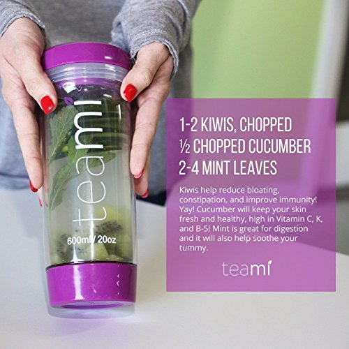 FRUIT INFUSER Water Bottle Tumbler with a Lid | 100% BPA FREE | Our Best Infusion Bottles for Infused Fruit, Smoothies, Tea, and Coffee | Double Walled Mug, Hot & Cold (20 Ounces, Purple) - Thumbnail 3
