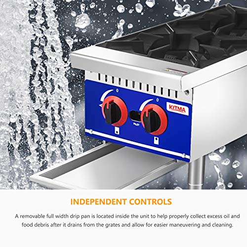 Commercial Countertop Hot Plate KITMA 12 Inches 2 Burner Liquid Propane Range Restaurant