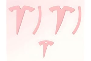 YJMOTOR Fit Model 3 Logo Cover,Front Trunk,Rear Trunk Logo Cover Sticker,3D ABS Red Style Sticker Interior Trims Badge Decals 3Pcs-Set for Tesla Model 3 Accessories Emblem(Light Pink)