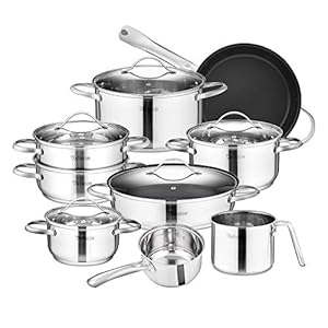 Velaze-Cookware-Set-Series-Miki-14-Piece-Stainless-Steel-Pot-Pan-Sets-Induction-Safe-Saucepan-Casserole-Milk-Pot-Frypans-with-Glass-lid-Set-of-14 Velaze Cookware Set 14-Piece Stainless Steel Pot & Pan Sets Induction Safe, Saucepan, Casserole, Casserole, pan with…