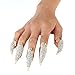LOHOME Set of 5-pieces Retro & Punk Finger Eagle Claw Ring - Bend Crystal Rhinestone Paved Fingertip Paw - False Nails Set for Halloween & Cosplay