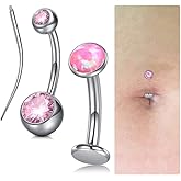Longita Titanium Belly Button Rings Floating Internal Threaded Implant Grade Surgical Steel Belly Piercing Jewelry Dainty Trendy Small Cute Navel Rings Silver Pink Blue Purple