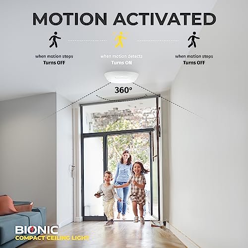 Motion Sensor Light Indoor Battery Operated Ceiling Lights, 300 Lumens