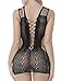 FasiCat Women's Mesh Lingerie for Women Fishnet BabyDoll Mini Dress Free Size Bodysuit Black6
