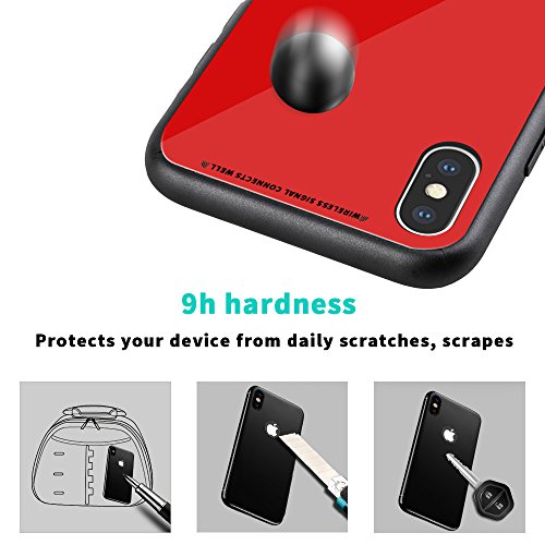 GreenElec iPhone X Case 9H Hardness Glass Back Cover Anti-Scratch with Excellent Grip Compatible for Apple iPhone X (2017) - Red